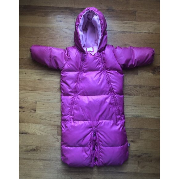 Gap Size 3-6M Pink Down Puffer Convertible Bunting Snowsuit